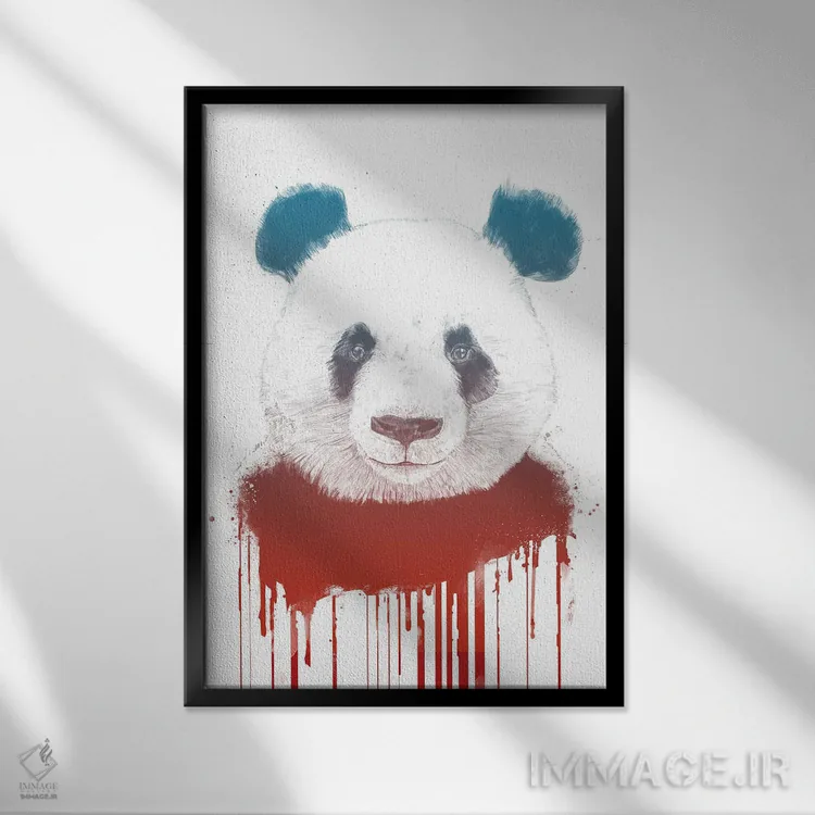 تابلو پاندای گرافیتی ۲ اثر بالازس شولتی - نمای قابدار مشکی