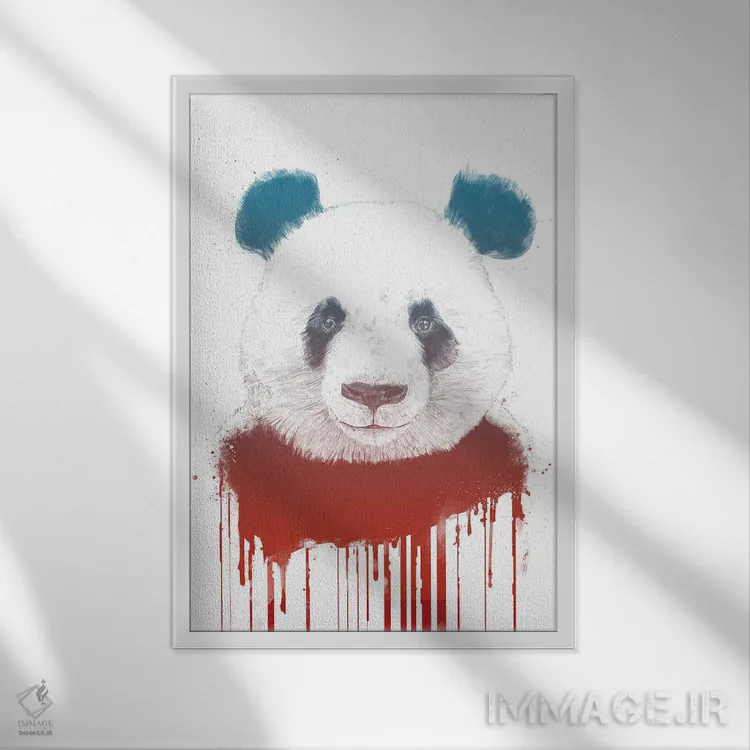 تابلو پاندای گرافیتی ۲ اثر بالازس شولتی - نمای قابدار سفید