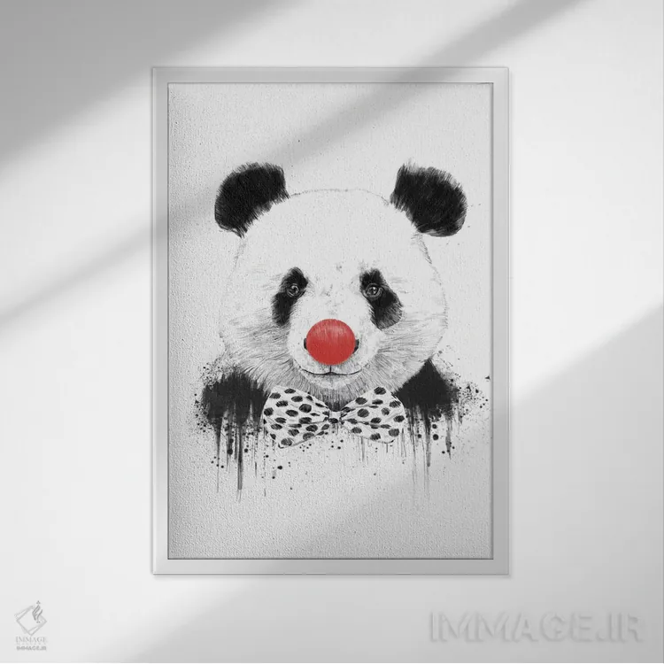 تابلو پاندای دلقک اثر بالازس شولتی - نمای قابدار سفید