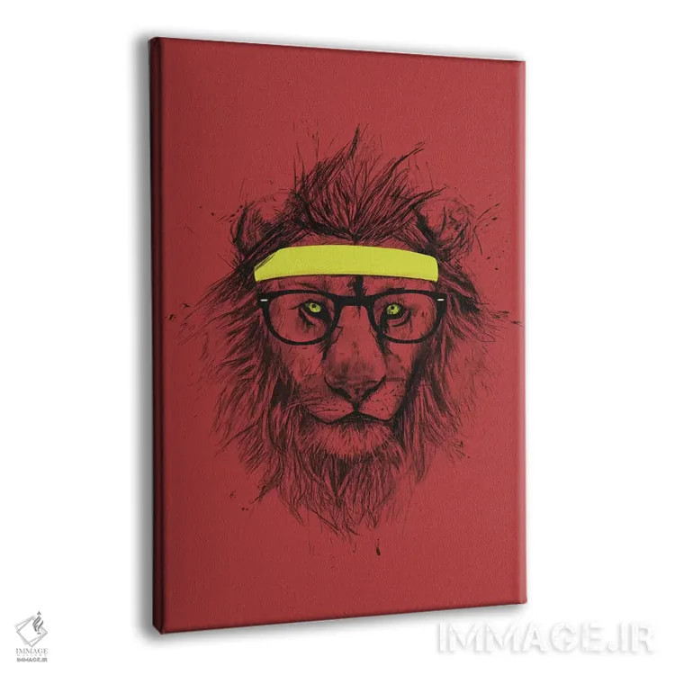 تابلو شیر هیپستر (قرمز) اثر بالازس شولتی - نمای پرسپکتیو محصول