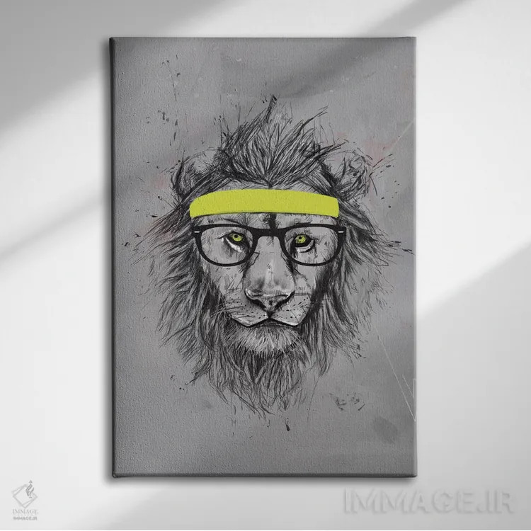 تابلو شیر هیپستر اثر بالازس شولتی - نمای روبهرو روی دیوار