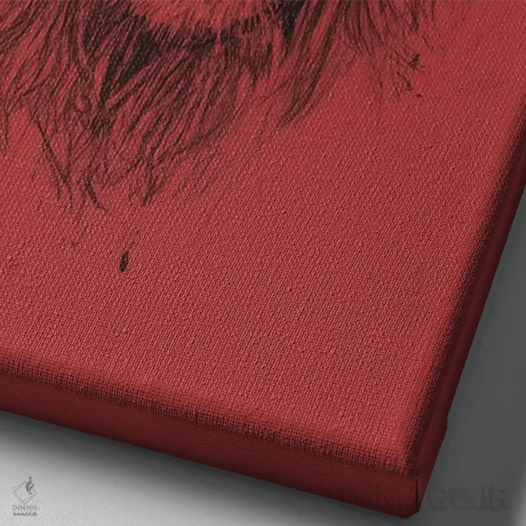 تابلو شیر هیپستر (قرمز) اثر بالازس شولتی - نمای نزدیک بافت بوم