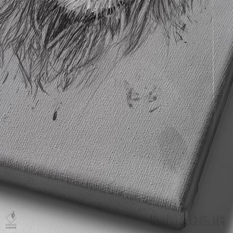 تابلو شیر هیپستر اثر بالازس شولتی - نمای نزدیک بافت بوم