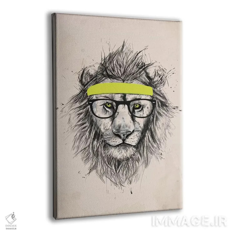 تابلو شیر هیپستر (نسخهٔ روشن) اثر بالازس شولتی - نمای پرسپکتیو محصول