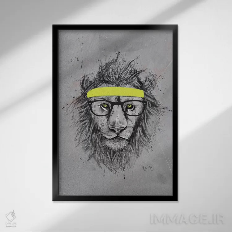 تابلو شیر هیپستر اثر بالازس شولتی - نمای قابدار مشکی