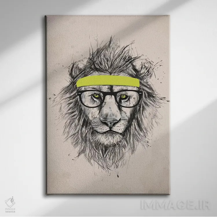 تابلو شیر هیپستر (نسخهٔ روشن) اثر بالازس شولتی - نمای روبهرو روی دیوار