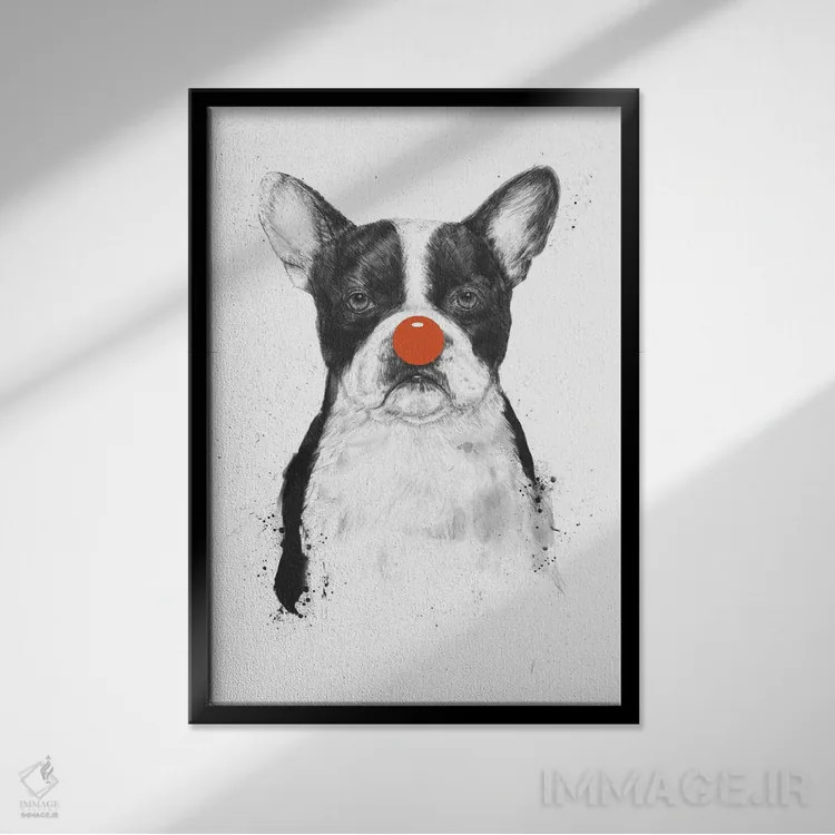 تابلو من دلقک تو نیستم اثر بالازس شولتی - نمای قابدار مشکی