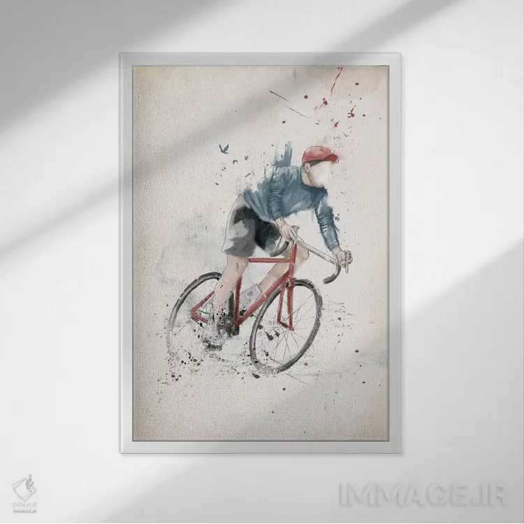 تابلو میخواهم دوچرخهسواری کنم اثر بالازس شولتی - نمای قابدار سفید