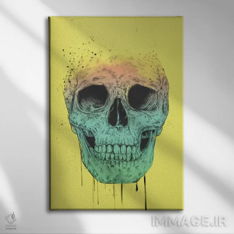 تابلو جمجمه پاپ آرت اثر بالازس شولتی - نمای روبهرو روی دیوار