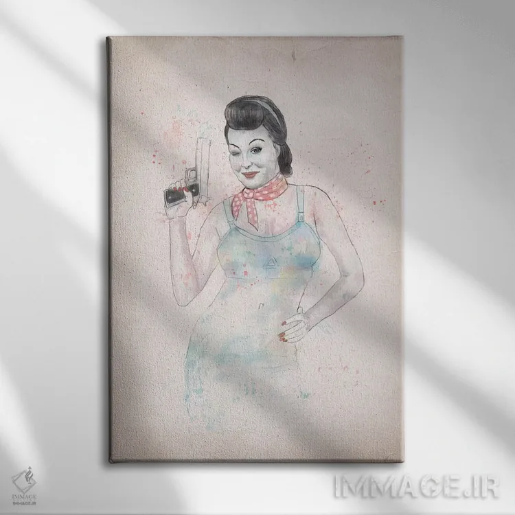 تابلو ژست با اسلحه دو اثر بالازس شولتی - نمای روبهرو روی دیوار