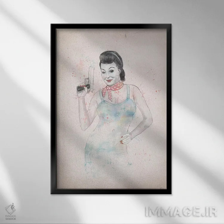 تابلو ژست با اسلحه دو اثر بالازس شولتی - نمای قابدار مشکی