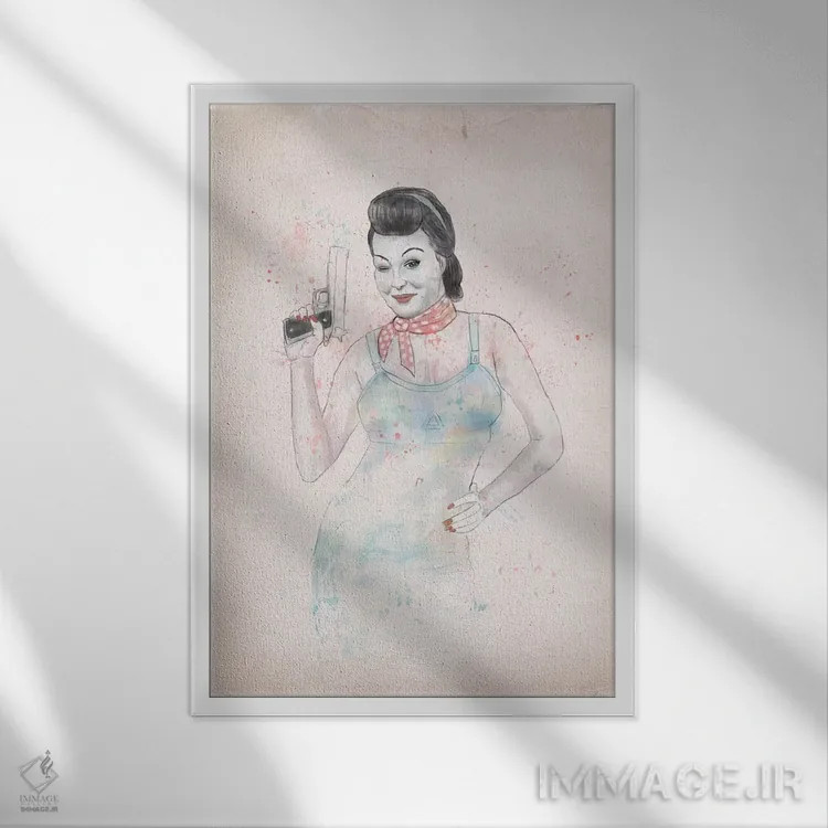 تابلو ژست با اسلحه دو اثر بالازس شولتی - نمای قابدار سفید