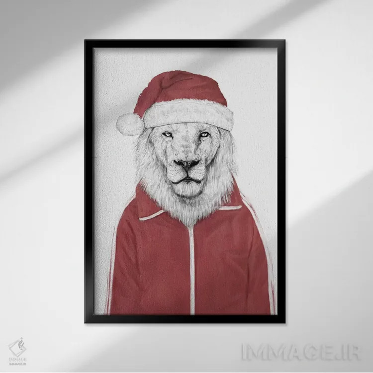 تابلو شیر بابانوئل اثر بالازس شولتی - نمای قابدار مشکی