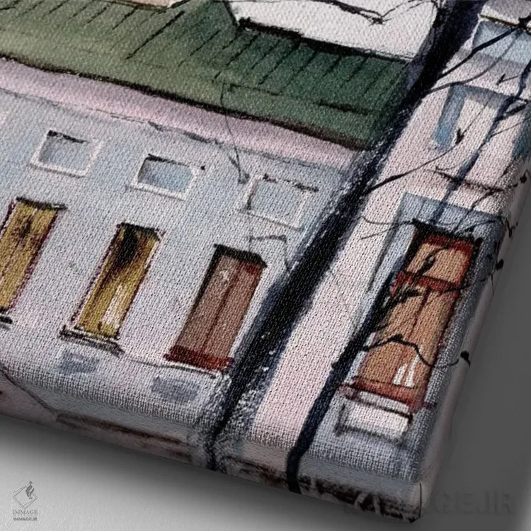 تابلو کیف هنگام عصر (پایتخت اوکراین) اثر بوگدان شیپتنکو - نمای نزدیک بافت بوم