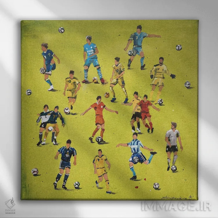 تابلو بازیکنان فوتبال اثر بوگدان شیپتنکو - نمای روبهرو روی دیوار