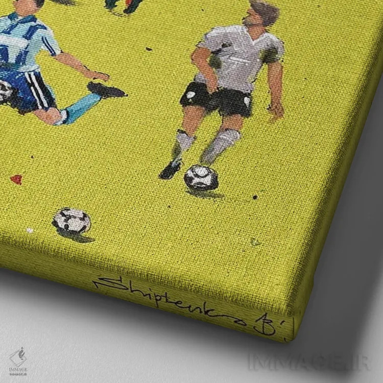 تابلو بازیکنان فوتبال اثر بوگدان شیپتنکو - نمای نزدیک بافت بوم