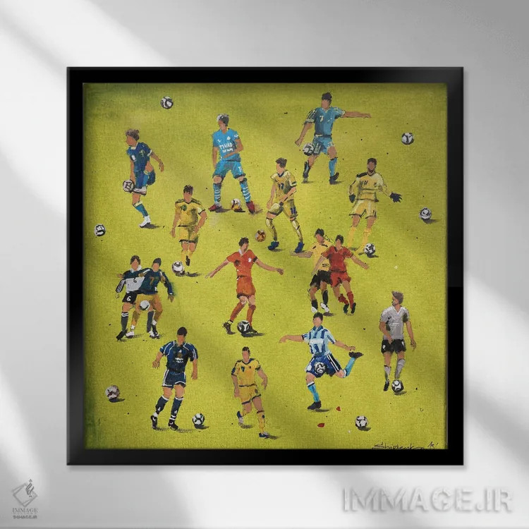 تابلو بازیکنان فوتبال اثر بوگدان شیپتنکو - نمای قابدار مشکی