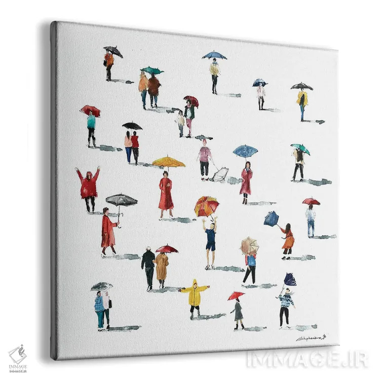 تابلو مردم با چترها اثر بوگدان شیپتنکو - نمای پرسپکتیو محصول