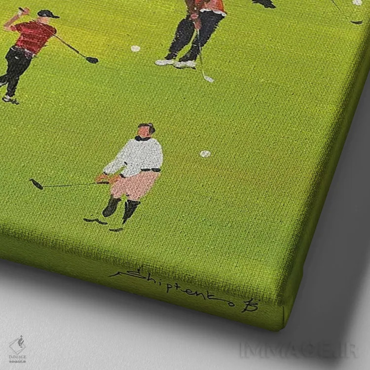 تابلو بازیکنان گلف اثر بوگدان شیپتنکو - نمای نزدیک بافت بوم