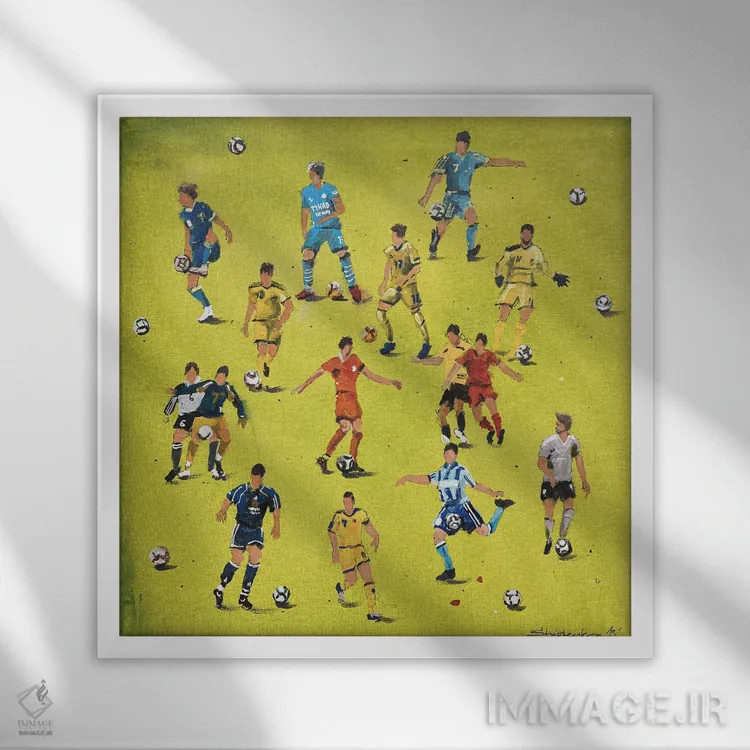 تابلو بازیکنان فوتبال اثر بوگدان شیپتنکو - نمای قابدار سفید