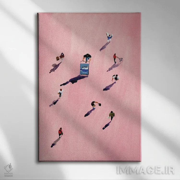 تابلو مردمان صورتی دو اثر بوگدان شیپتنکو - نمای روبهرو روی دیوار
