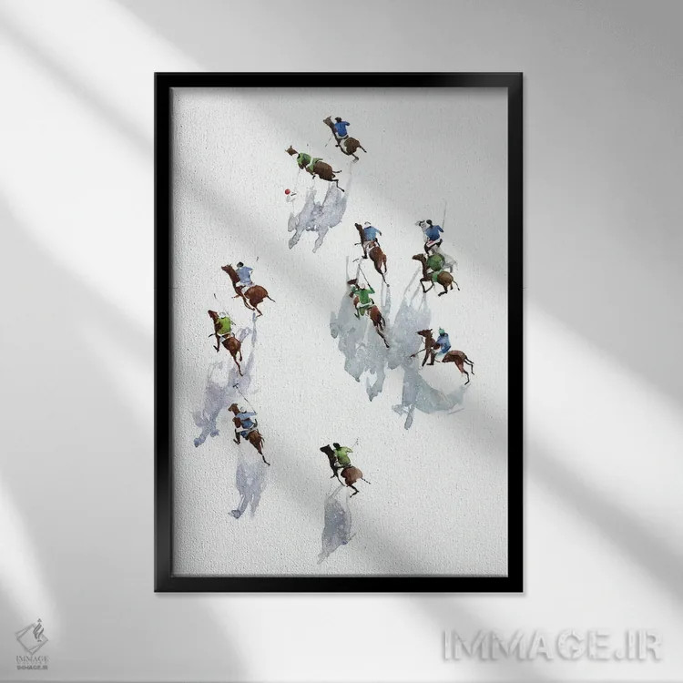 تابلو بازیکنان چوگان اثر بوگدان شیپتنکو - نمای قابدار مشکی