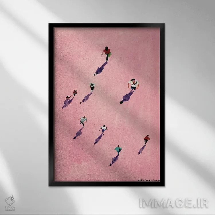 تابلو مردمان صورتی یک اثر بوگدان شیپتنکو - نمای قابدار مشکی