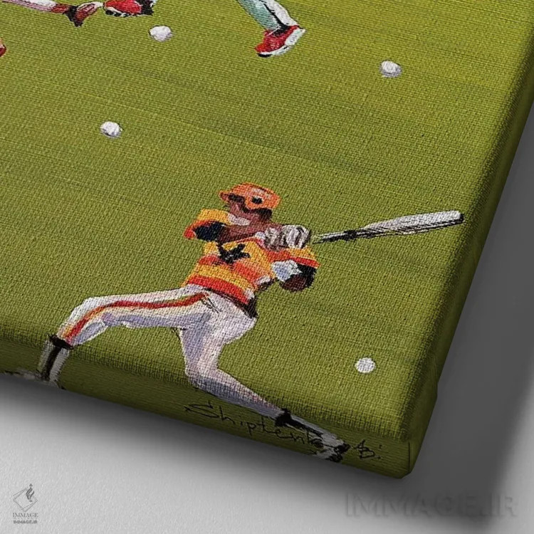 تابلو بازیکنان بیسبال اثر بوگدان شیپتنکو - نمای نزدیک بافت بوم