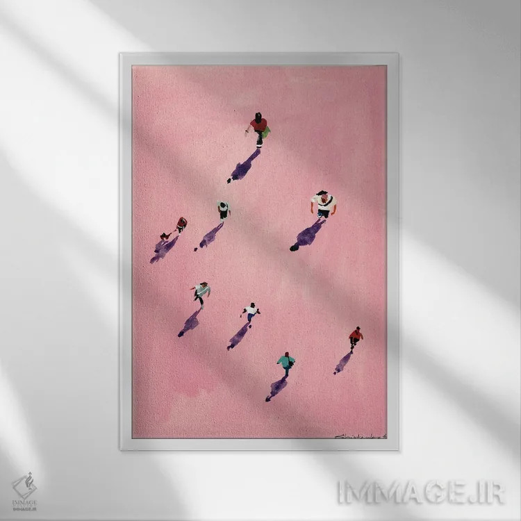 تابلو مردمان صورتی یک اثر بوگدان شیپتنکو - نمای قابدار سفید