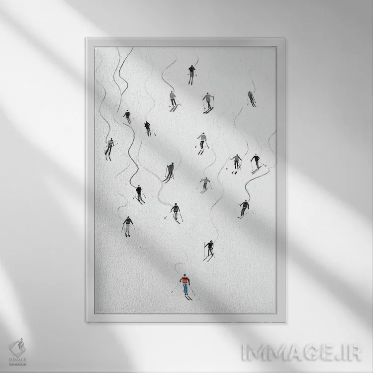 تابلو پیست اسکی اثر بوگدان شیپتنکو - نمای قابدار سفید