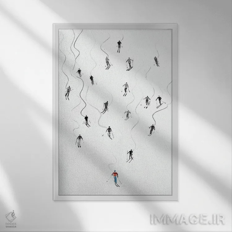 تابلو پیست اسکی اثر بوگدان شیپتنکو - نمای قابدار سفید
