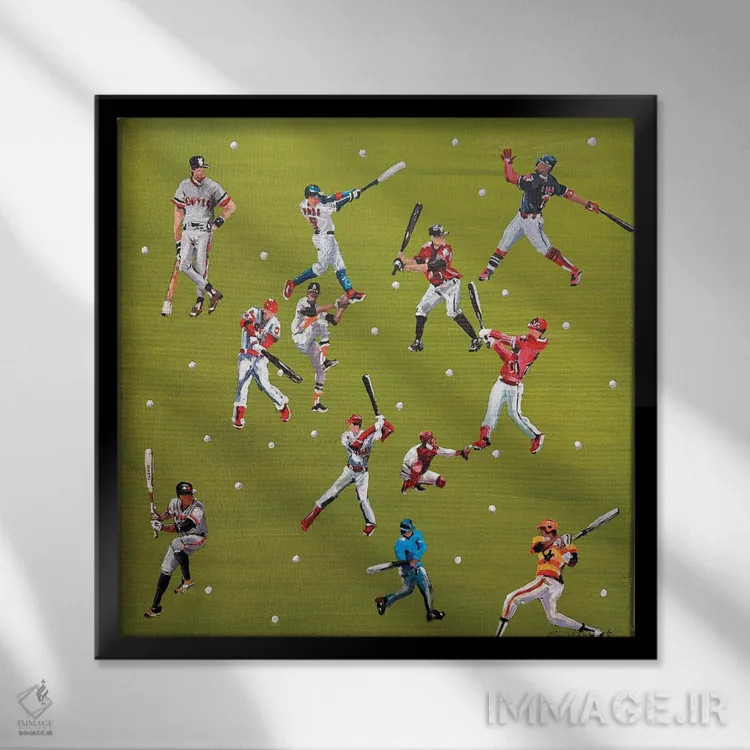 تابلو بازیکنان بیسبال اثر بوگدان شیپتنکو - نمای قابدار مشکی