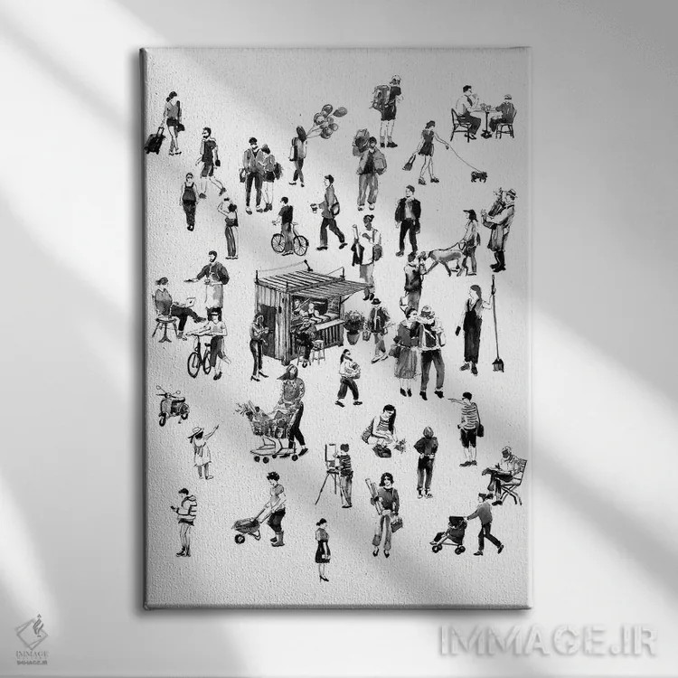 تابلو مردم شهری اثر بوگدان شیپتنکو - نمای روبهرو روی دیوار