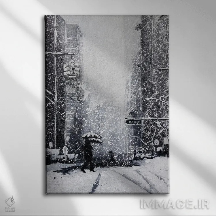 تابلو نیویورک برفی اثر بوگدان شیپتنکو - نمای روبهرو روی دیوار