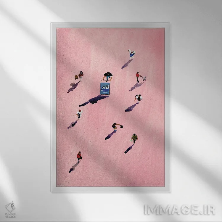 تابلو مردمان صورتی دو اثر بوگدان شیپتنکو - نمای قابدار سفید