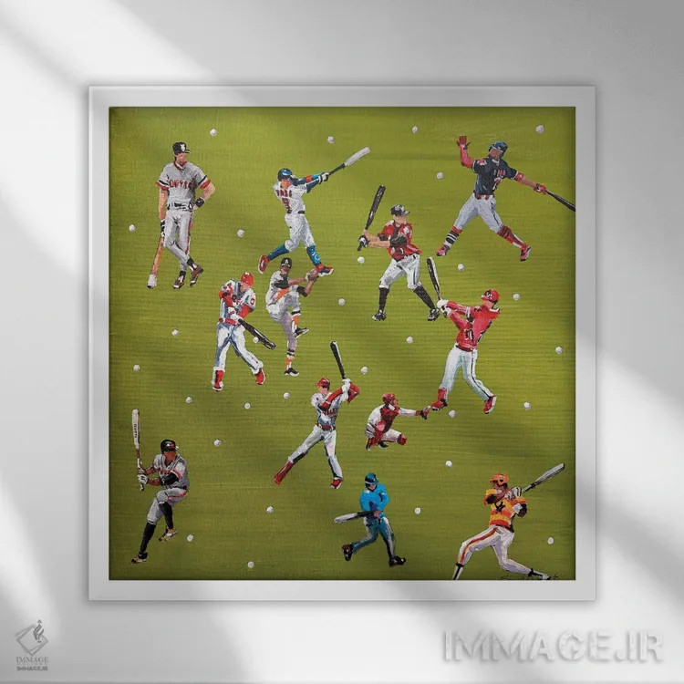 تابلو بازیکنان بیسبال اثر بوگدان شیپتنکو - نمای قابدار سفید