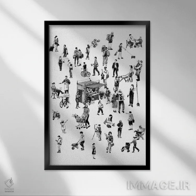 تابلو مردم شهری اثر بوگدان شیپتنکو - نمای قابدار مشکی