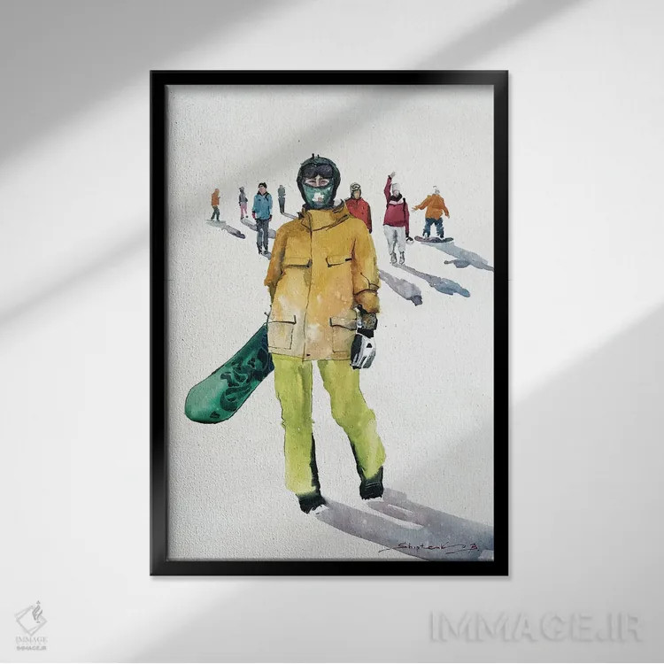 تابلو اسنوبوردبازها اثر بوگدان شیپتنکو - نمای قابدار مشکی