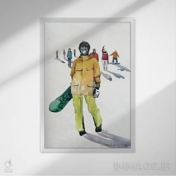 تابلو اسنوبوردبازها اثر بوگدان شیپتنکو - نمای قابدار سفید