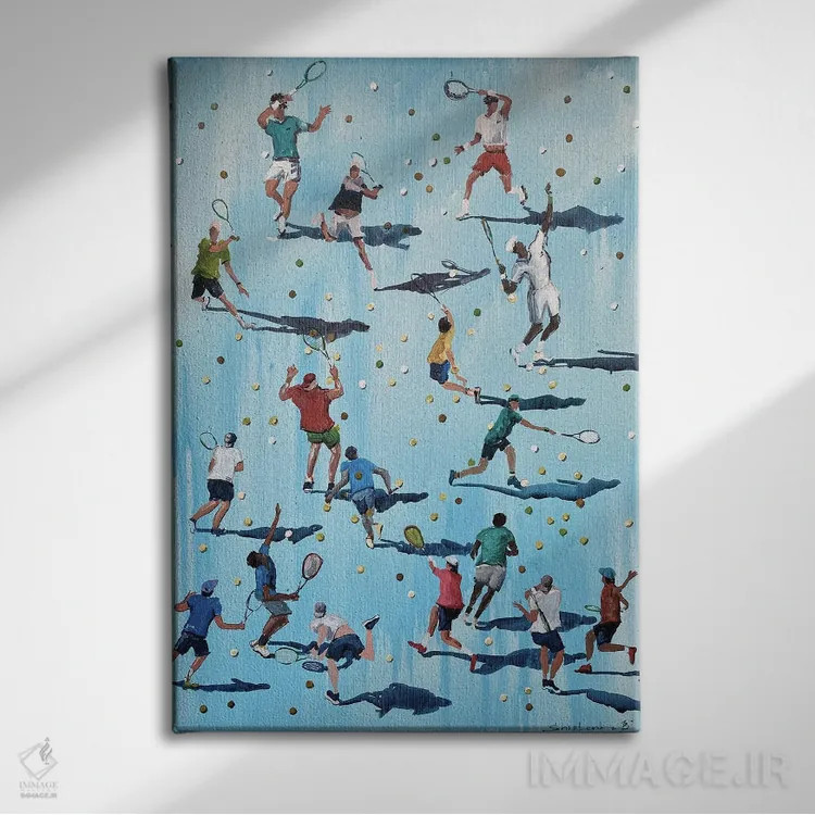 تابلو بازیکنان تنیس اثر بوگدان شیپتنکو - نمای روبهرو روی دیوار