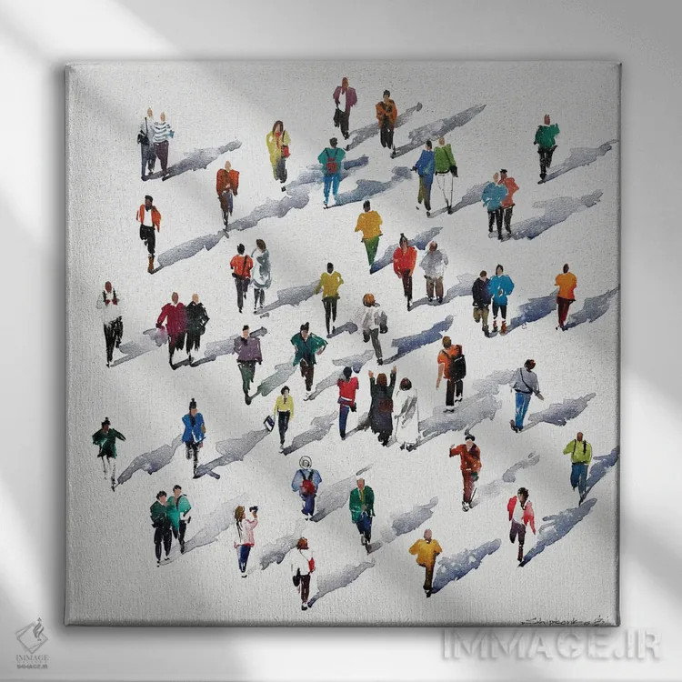 تابلو سایههای مردم اثر بوگدان شیپتنکو - نمای روبهرو روی دیوار