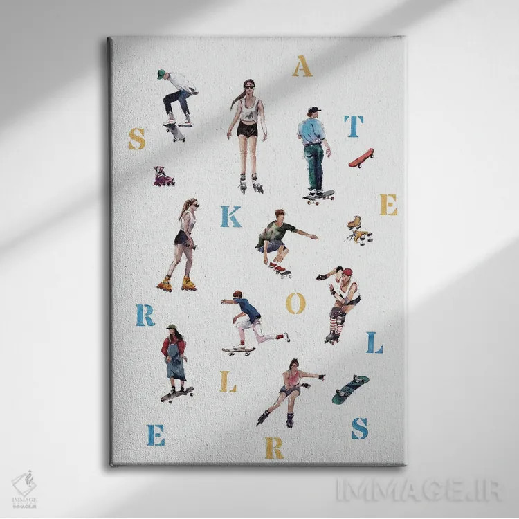 تابلو اسکیتبازها و رولربازها اثر بوگدان شیپتنکو - نمای روبهرو روی دیوار