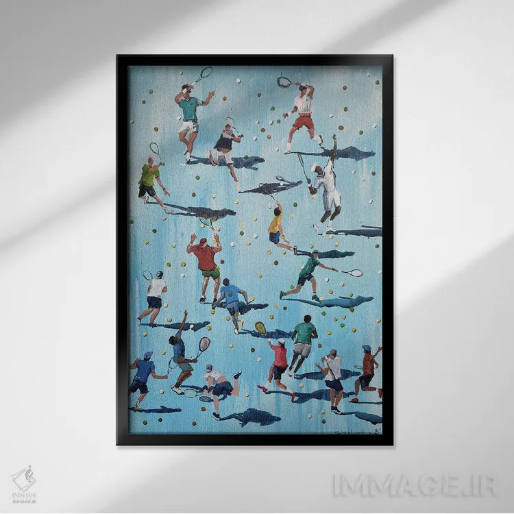 تابلو بازیکنان تنیس اثر بوگدان شیپتنکو - نمای قابدار مشکی