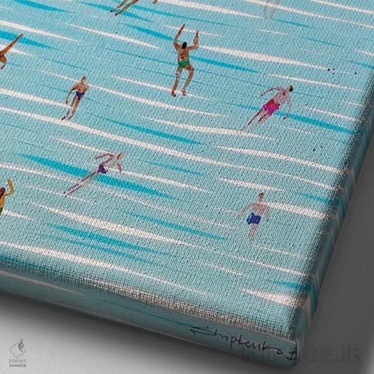 تابلو شنا کردن اثر بوگدان شیپتنکو - نمای نزدیک بافت بوم