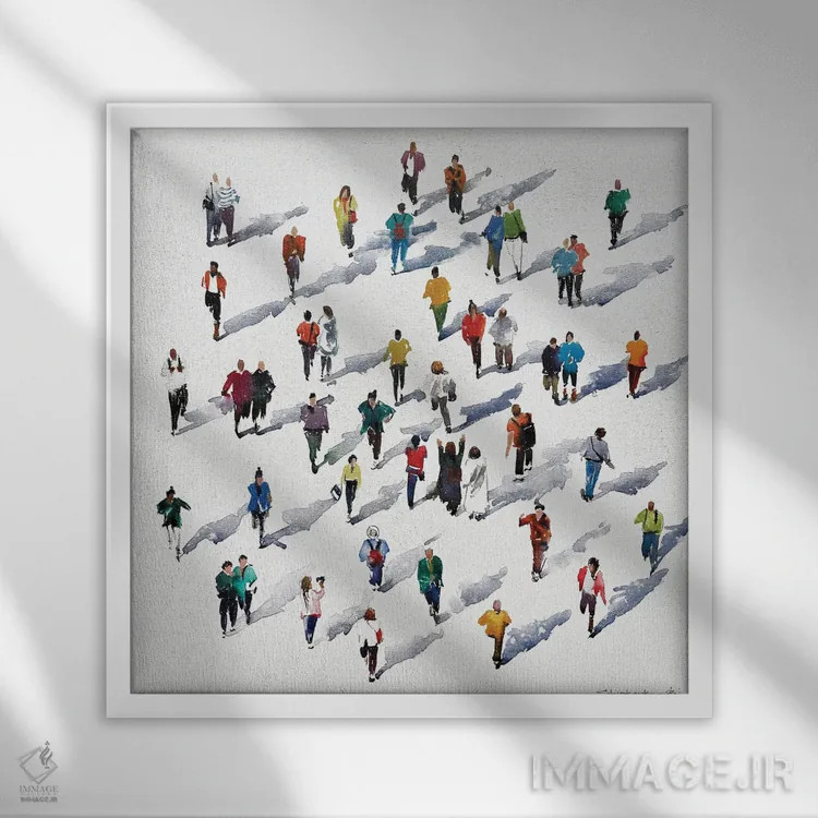 تابلو سایههای مردم اثر بوگدان شیپتنکو - نمای قابدار سفید