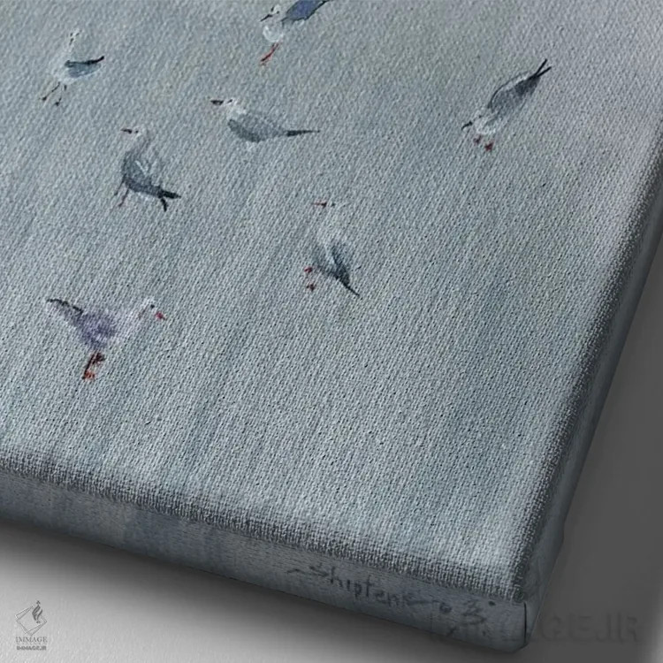 تابلو پرندهٔ مرغ دریایی اثر بوگدان شیپتنکو - نمای نزدیک بافت بوم