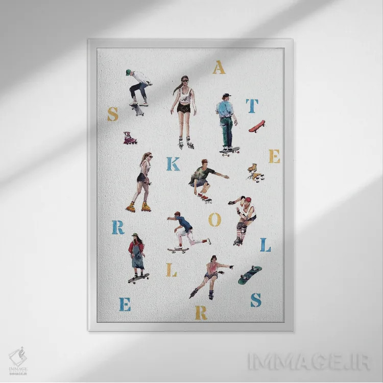 تابلو اسکیتبازها و رولربازها اثر بوگدان شیپتنکو - نمای قابدار سفید