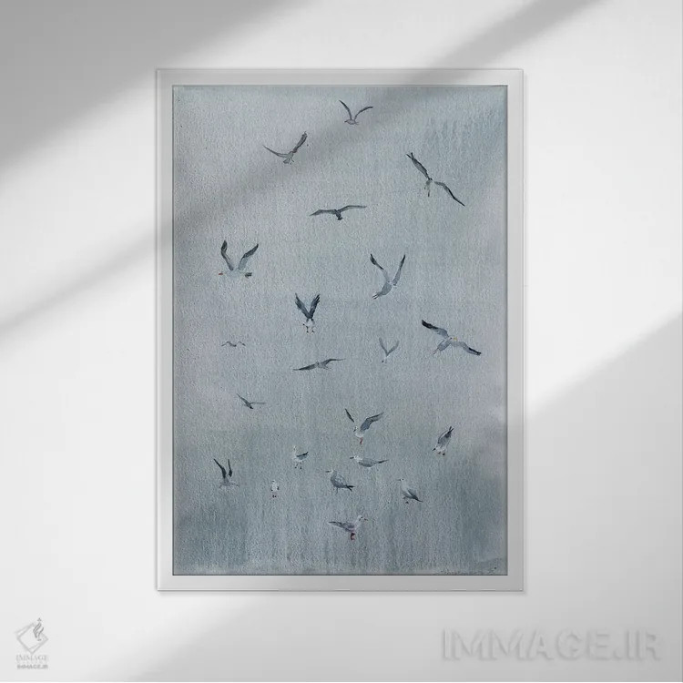 تابلو پرندهٔ مرغ دریایی اثر بوگدان شیپتنکو - نمای قابدار سفید