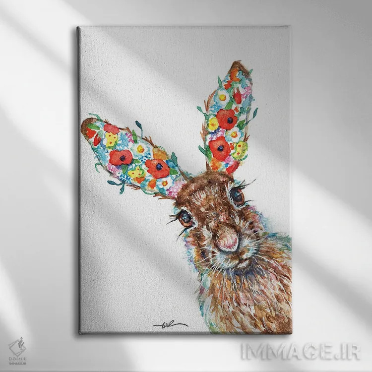 تابلو خرگوش گیاهی (در طبیعت) اثر بیبزآرتس - نمای روبهرو روی دیوار