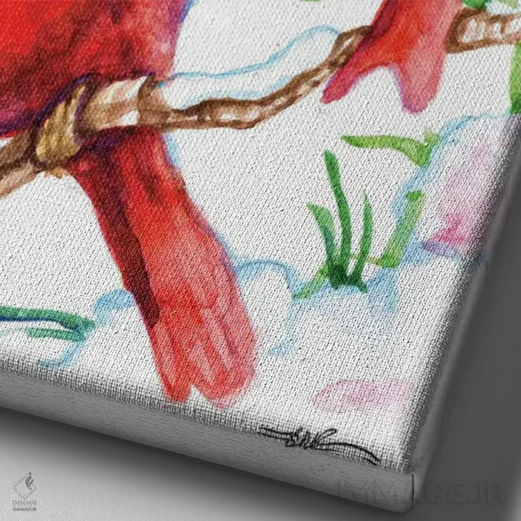 تابلو کارباورالهای سرخ (پرنده) اثر بیبزآرتس - نمای نزدیک بافت بوم